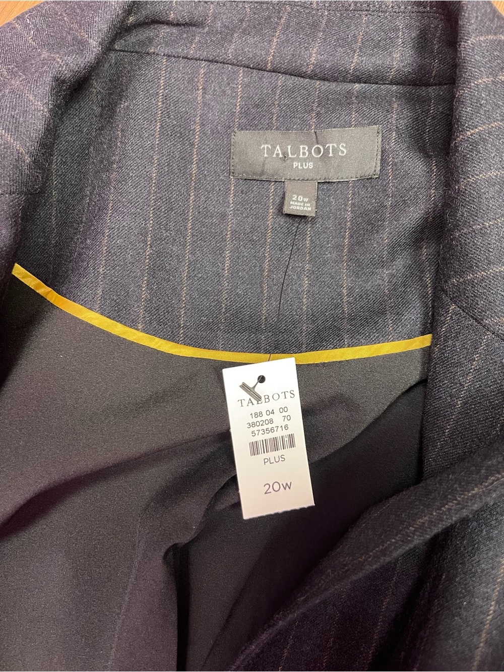 Talbots Luxe Wool Blend Blazer Women's 20W Navy Pinstripe NWT - Picture 11 of 13